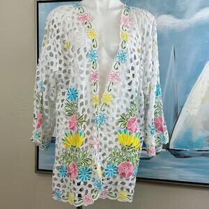 Vintage International Apparel Swim Cover-up Cutout embroidery size XL